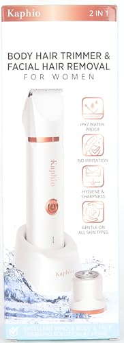 Electric Bikini Trimer Shaver Women: 2 in 1 IPX7 Waterproof Wet & Dry Use Body Hair Trimmer and Facial Hair Remover - Rechargeable Hair Removal Kit for Bikini Underarm Leg Arm Body Face