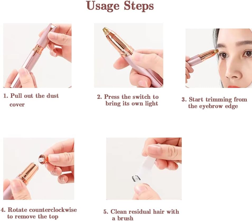 Art&Beauty Eyebrow Hair Remover, Electric Eyebrow Trimmer Epilator, Painless Eyebrow Razor Tool for Face Lips Nose, Facial Hair Removal Razor for Women and Men(White, No Battery Included)