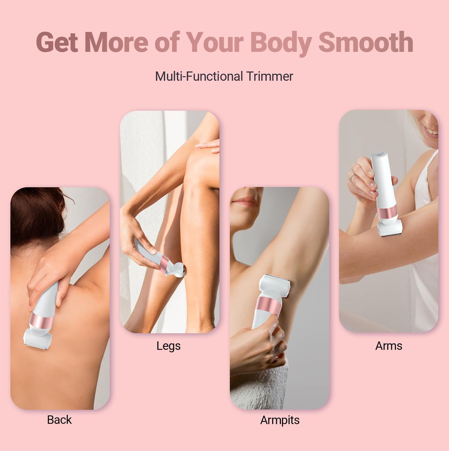 Bikini Trimmer, Electric Shaver for Women, IPX7 Waterproof Wet & Dry Electric Razors, Bikini Legs Underarm Public Hairs Rechargeable Trimmer with 3 Trimmer Heads-Purple