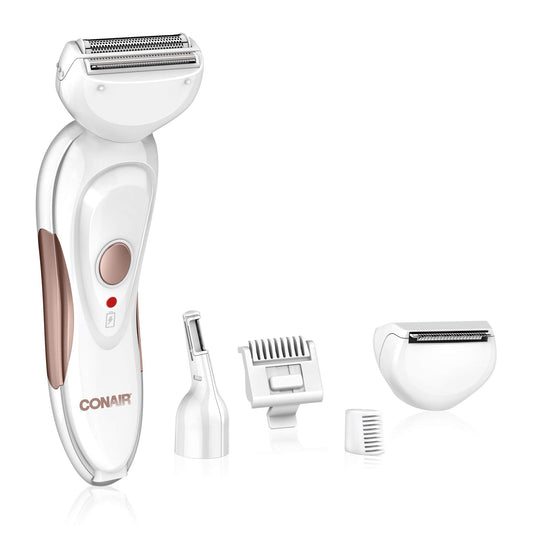 Conair All-In-1 Body and Facial Hair Removal for Women, Cordless Electric Trimmer & Shaver, Perfect for Face, Ear/Nose, Eyebrows, Legs, and Bikini Lines