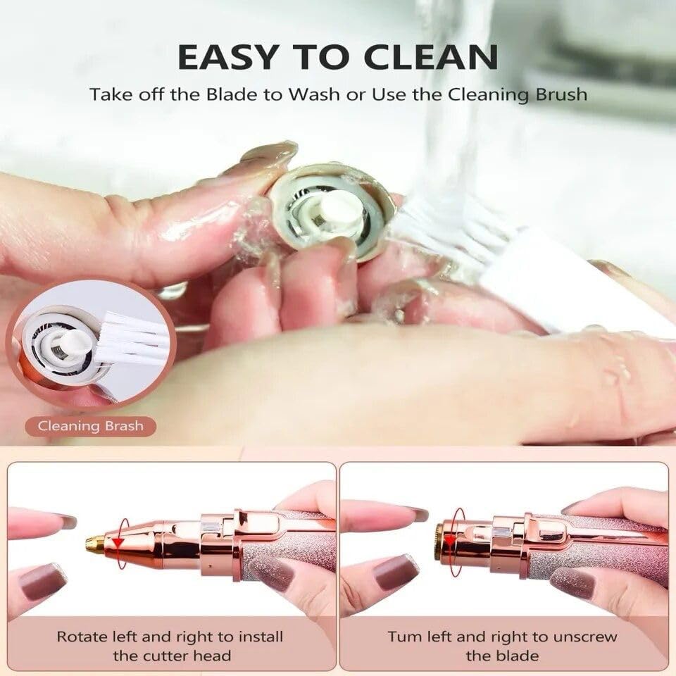 Flawlezz Eyebrow Trimmer Makeup Painless Eye Brow Epilator 2 in 1 Built-in LED Light Eyebrow Trimmer & Facial Hair Removal Main Features: * [Painless Female Hair Removal for FACE] Facial Hair Remover