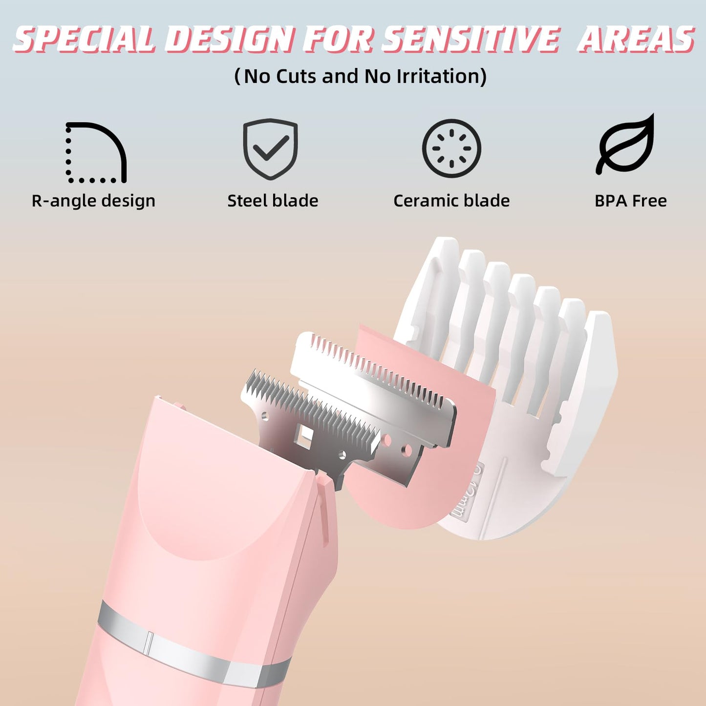Electric Razors Shaver for Women, 3 in 1 Bikini Trimmer for Women, IPX7 Waterproof Pubic Hair Trimmer Women Wet & Dry Use, Rechargeable Hair Removal Kit for Face Body Leg Bikini Underarm Arm