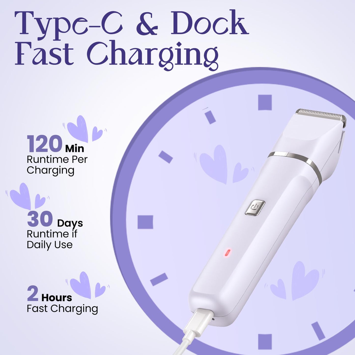 Bikini Trimmer for Women - Painless Electric Razors for Silk Skin,Cordless Body Shaver for Trip,Replaceable Lady Facial Razor, IPX7 Waterproof&Easy Cleaning, Ceramic Blade, USB Charge Dock Pink
