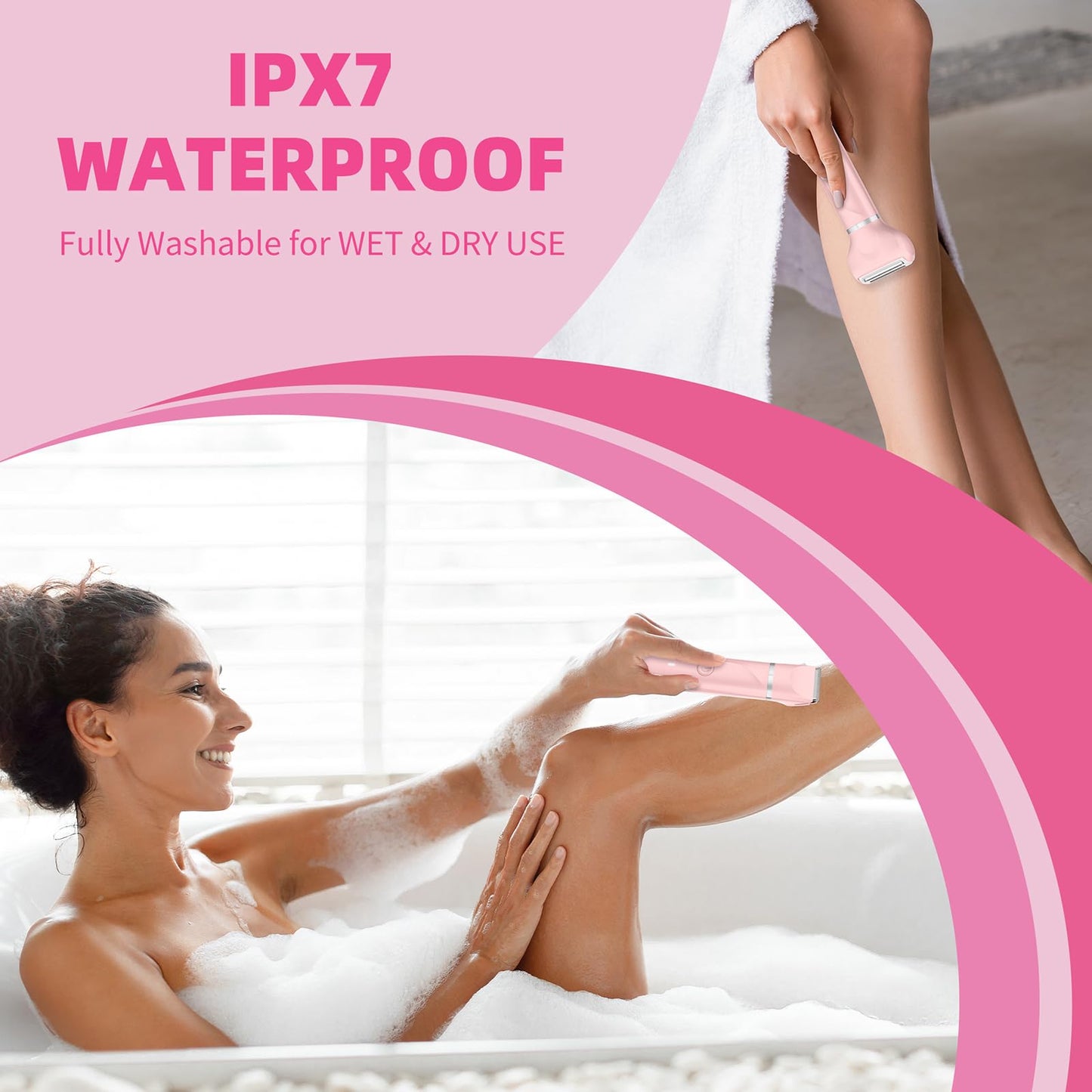 Electric Razors Shaver for Women, 3 in 1 Bikini Trimmer for Women, IPX7 Waterproof Pubic Hair Trimmer Women Wet & Dry Use, Rechargeable Hair Removal Kit for Face Body Leg Bikini Underarm Arm
