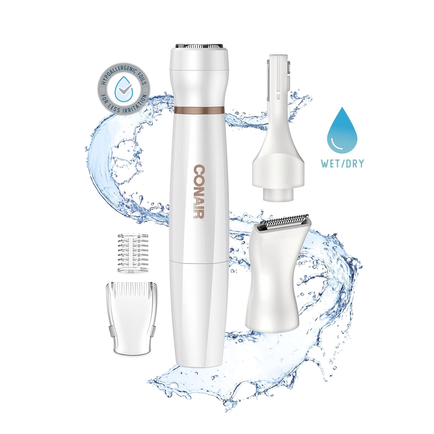 Conair All-In-1 Body and Facial Hair Removal for Women, Cordless Electric Trimmer & Shaver, Perfect for Face, Ear/Nose, Eyebrows, Legs, and Bikini Lines