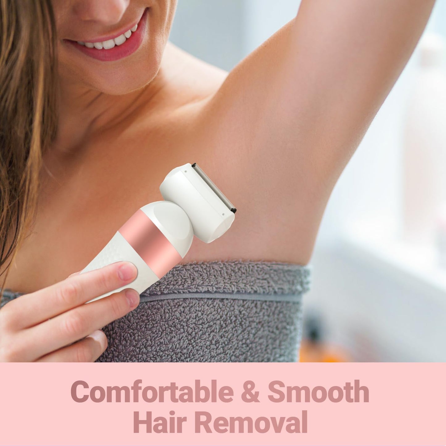 Bikini Trimmer, Electric Shaver for Women, IPX7 Waterproof Wet & Dry Electric Razors, Bikini Legs Underarm Public Hairs Rechargeable Trimmer with 3 Trimmer Heads-Purple