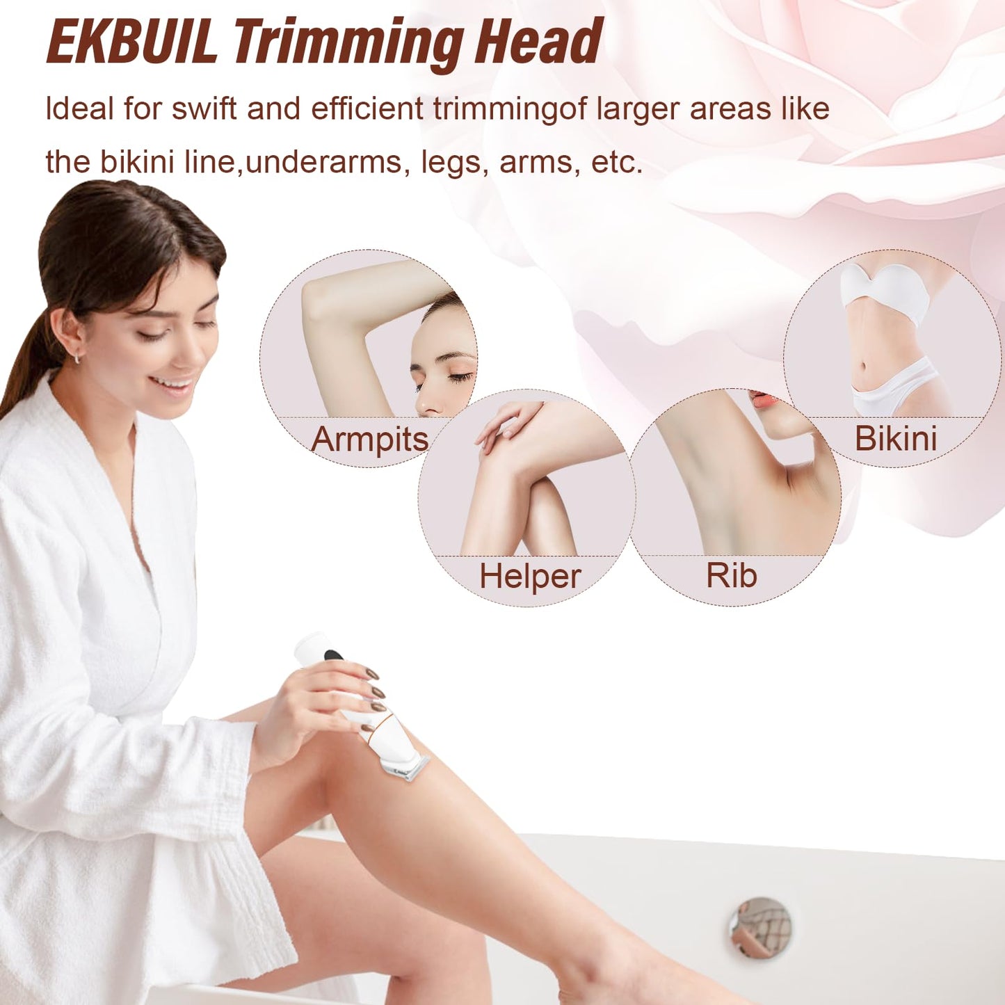 Bikini Trimmer for Women and Men, 5-in-1 Wet/Dry Body Hair Trimmer, Gentle Hair Removal Razor for Full Body Groomer, Electric Razor Shaver with USB Charge Dock -No Nick, No Cut, No Razor Burn (Pink)