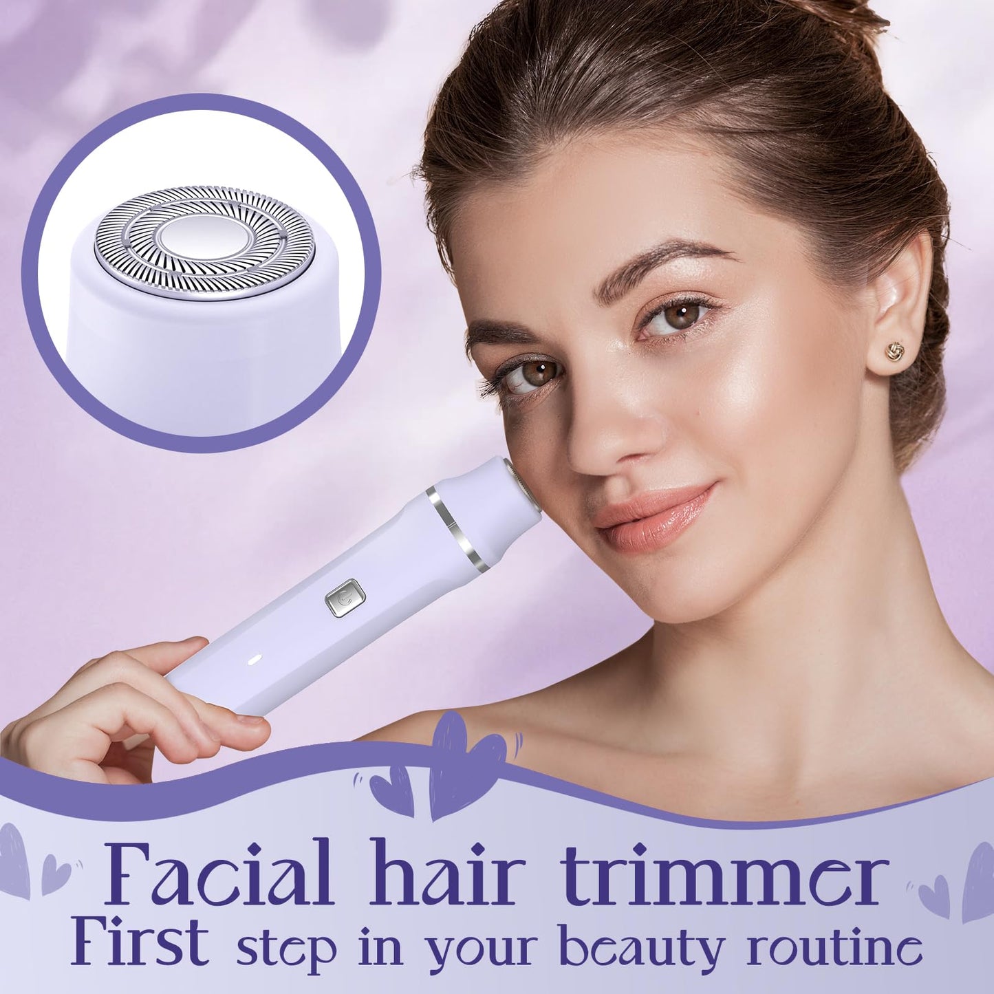 Bikini Trimmer for Women - Painless Electric Razors for Silk Skin,Cordless Body Shaver for Trip,Replaceable Lady Facial Razor, IPX7 Waterproof&Easy Cleaning, Ceramic Blade, USB Charge Dock Pink