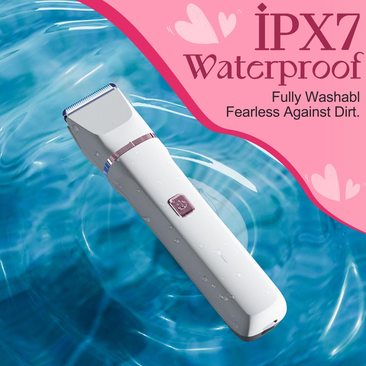 Bikini Trimmer for Women - Painless Electric Razors for Silk Skin,Cordless Body Shaver for Trip,Replaceable Lady Facial Razor, IPX7 Waterproof&Easy Cleaning, Ceramic Blade, USB Charge Dock Pink