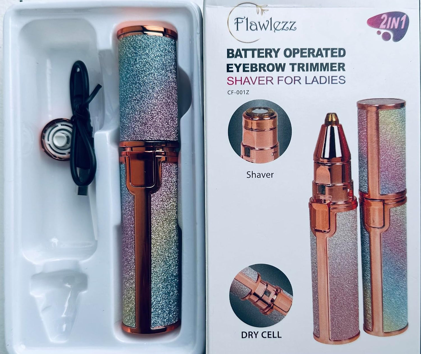 Flawlezz Eyebrow Trimmer Makeup Painless Eye Brow Epilator 2 in 1 Built-in LED Light Eyebrow Trimmer & Facial Hair Removal Main Features: * [Painless Female Hair Removal for FACE] Facial Hair Remover